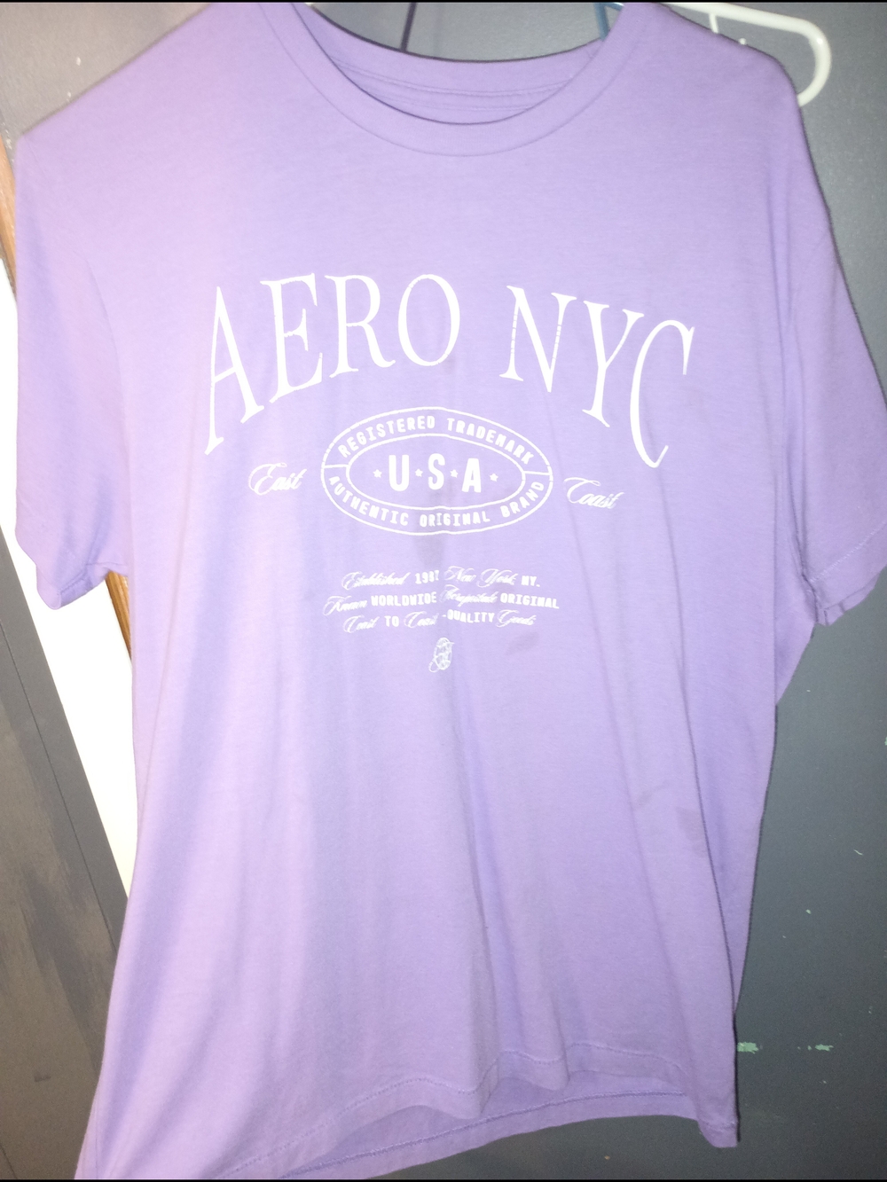 Aeropostale Lavender Crewneck AERO NYC Graphic Tee - Men